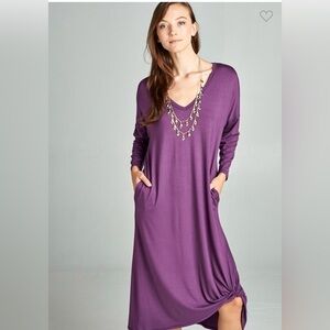 Violet Solid Jersey Midi Dress